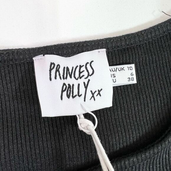 Princess Polly Mini Dress Womens Black US 6 Classic Cut-out Long Sleeve NWT - Picture 5 of 11